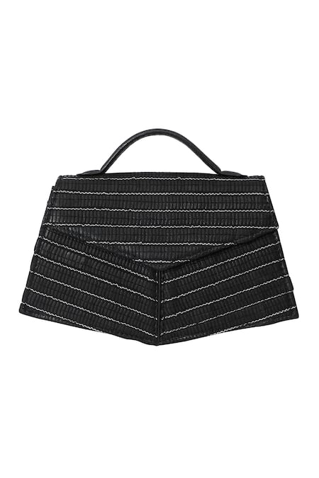 Shop_Adisee_Black Zari Kendal Abstract Pattern Handbag 