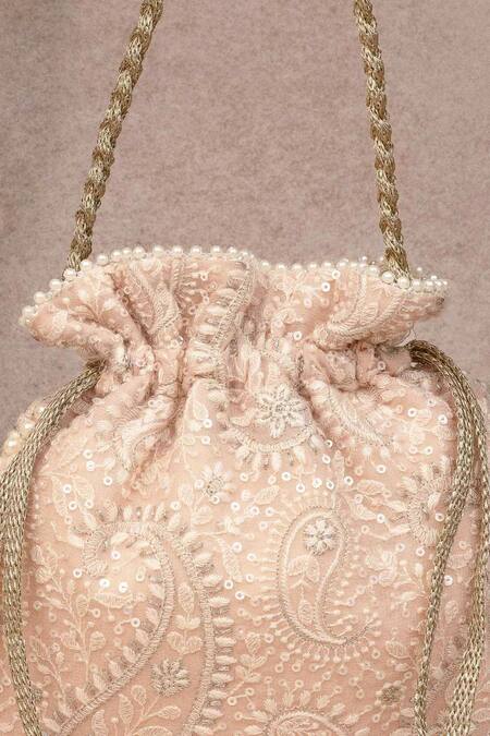 Buy Amyra Peach Embroidery, Sequins Rhea Potli Bag Online at Aza Fashions Buy_Amyra_Peach Embroidery, Sequins Rhea Potli Bag _Online_at_Aza_Fashions