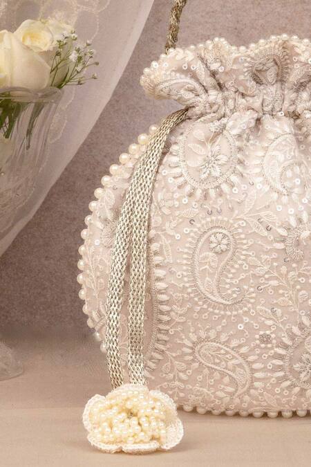 Shop Amyra Grey Embroidery Rhea Thread Work Potli Bag Online at Aza Fashions Shop_Amyra_Grey Embroidery Rhea Thread Work Potli Bag _Online_at_Aza_Fashions