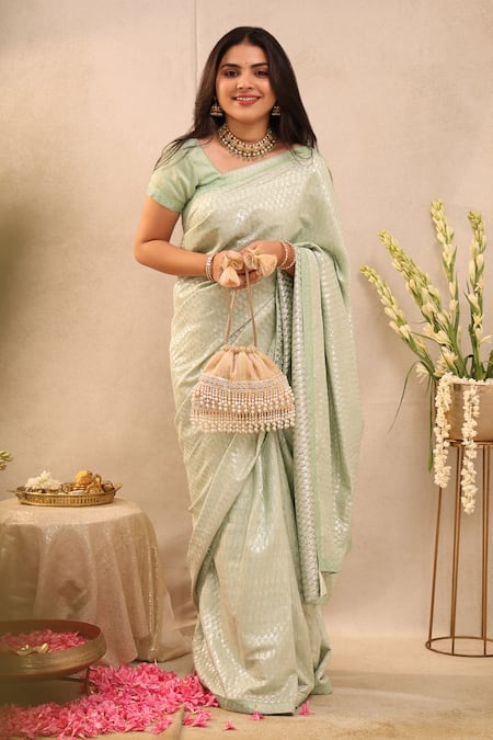 AMYRA Organza Thread & Pearl Work Potli Bag 