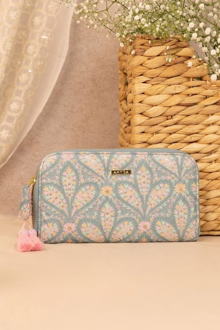 AMYRA Nyra Sequin & Thread Embroidered Wallet 