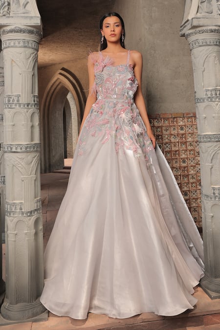 Label Astha Chhabra Floral Hand Embroidered Gown 