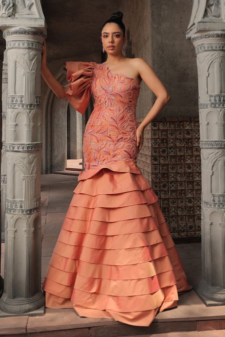 Label Astha Chhabra Leaf Hand Embroidered Gown 