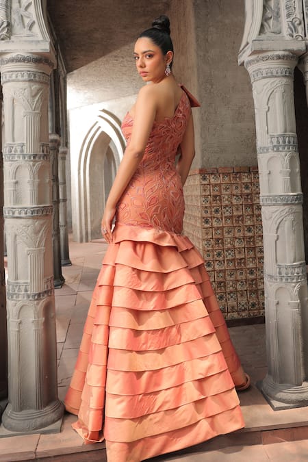 Label Astha Chhabra Leaf Hand Embroidered Gown 