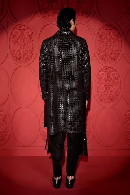 Shop Jubinav Chadha Black Georgette Mirrors, Sequins And Work Kurta Salwar Set at Aza Fashions Shop_Jubinav Chadha_Black Georgette Mirrors, Sequins And Work Kurta Salwar Set _at_Aza_Fashions