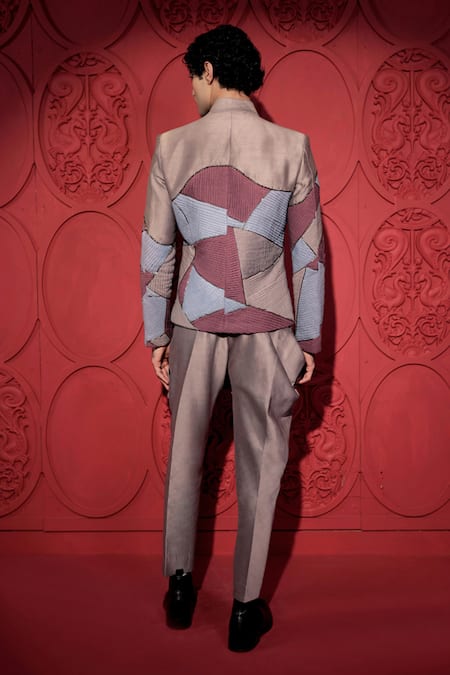 Jubinav Chadha Pintuck Embroidered Asymmetric Bandhgala With Pant 