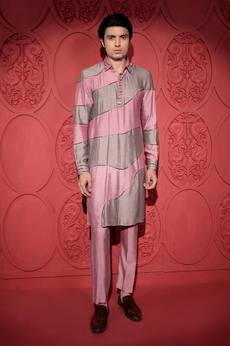 Jubinav Chadha Beads Embroidered Color Block Kurta With Pant 