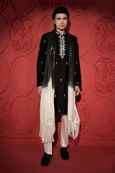 Buy Jubinav Chadha White Georgette, Kota Doria, Cotton, Silk Kattan Embroidered Kurta And Pant Set Buy_Jubinav Chadha_White Georgette, Kota Doria, Cotton, Silk Kattan Embroidered Kurta And Pant Set