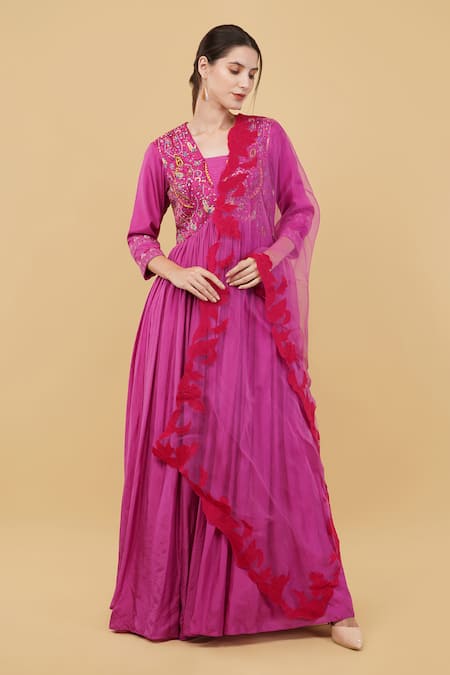 Nidhi Kejriwal Kashmiri Paisley Embroidered Anarkali With Dupatta 