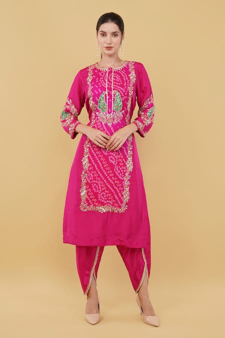 Nidhi Kejriwal Bandhej Panel Pattern Kurta With Dhoti Pant 