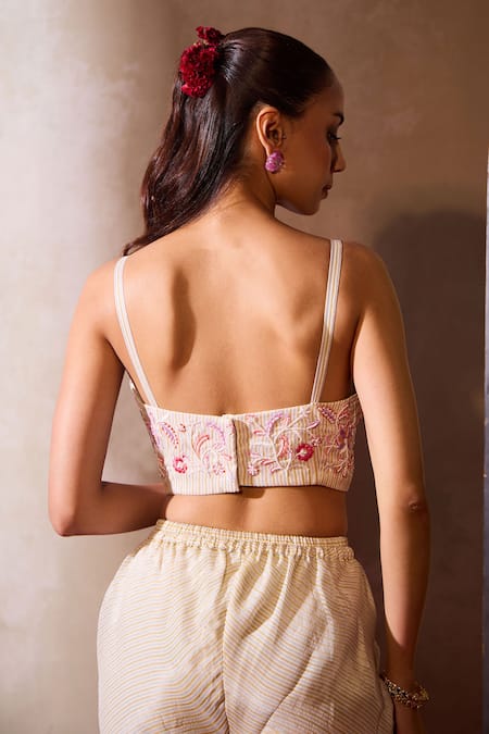 Tarini Vij Sheeba Scallop Bloom Embroidered Cape Jacket & Palazzo Set 