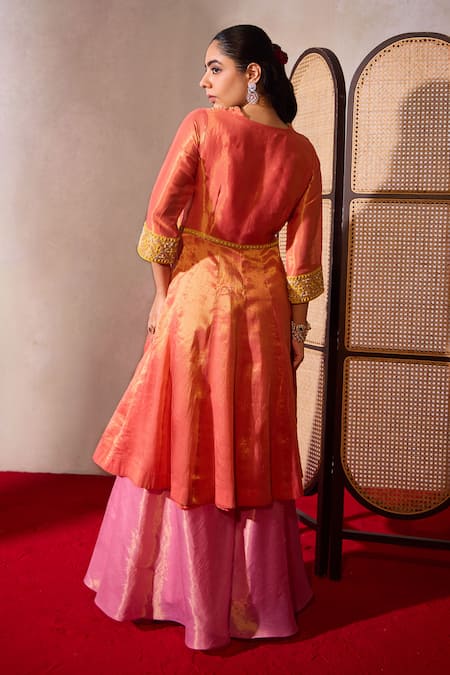 Tarini Vij Ziya Floral Jaal Embroidered Anarkali Jacket & Palazzo Set 