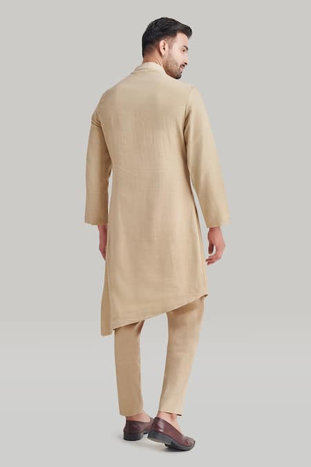 Blue Lotus Design Asymmetric Kurta & Cotton Pant Set 
