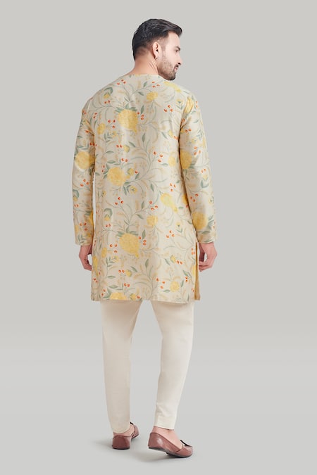 Blue Lotus Design Beige Cotton, Lycra Pant Online at Aza Fashions Blue Lotus Design_Beige Cotton, Lycra Pant _Online_at_Aza_Fashions