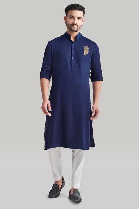 Blue Lotus Design White Cotton, Lycra Plain Straight Pant Online at Aza Fashions Blue Lotus Design_White Cotton, Lycra Plain Straight Pant _Online_at_Aza_Fashions