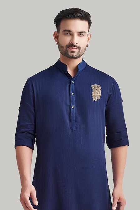 Blue Lotus Design White Cotton, Lycra Plain Straight Pant at Aza Fashions Blue Lotus Design_White Cotton, Lycra Plain Straight Pant _at_Aza_Fashions