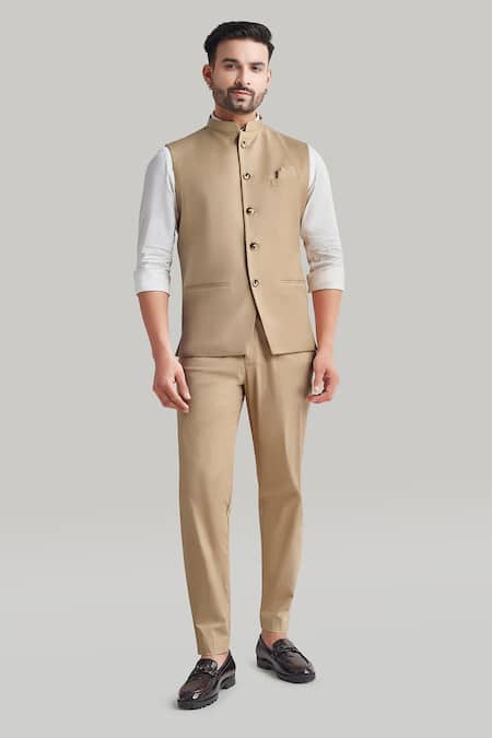 Blue Lotus Design Suiting Button Down Bundi 