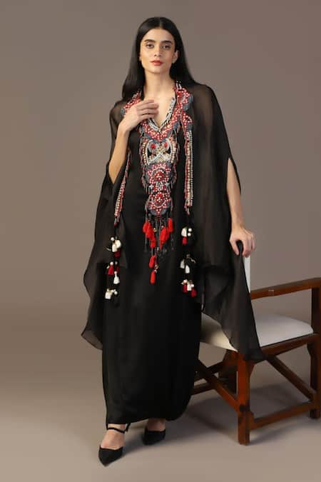 Two Sisters By Gyans Sequin Embroidered Gown With Cape 