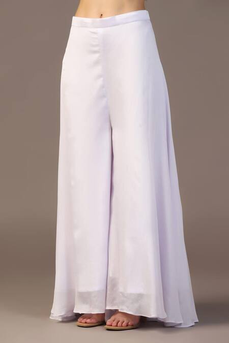 Shop Two Sisters By Gyans White Georgette Sequins, Piping Round Neck Work Peplum Top And Flared Pant Set Online at Aza Fashions Shop_Two Sisters By Gyans_White Georgette Sequins, Piping Round Neck Work Peplum Top And Flared Pant Set _Online_at_Aza_Fashions