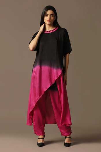 Buy Two Sisters By Gyans Black Silk Cut Work Round Neck Ombre Neckline Embroidered Kurta And Pant Set Online at Aza Fashions Buy_Two Sisters By Gyans_Black Silk Cut Work Round Neck Ombre Neckline Embroidered Kurta And Pant Set _Online_at_Aza_Fashions