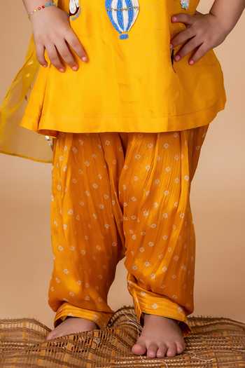 Shop Lil Angels Yellow Silk Beads, Embroidery Fantasy Kurta And Bandhej Salwar Online at Aza Fashions Shop_Lil Angels_Yellow Silk Beads, Embroidery Fantasy Kurta And Bandhej Salwar _Online_at_Aza_Fashions