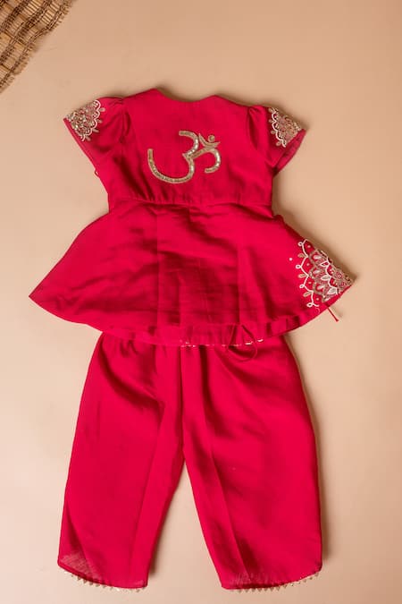 Shop Lil Angels Pink Silk Sequins Floral Mandala Embroidered Tunic Pant Set at Aza Fashions Shop_Lil Angels_Pink Silk Sequins Floral Mandala Embroidered Tunic Pant Set _at_Aza_Fashions