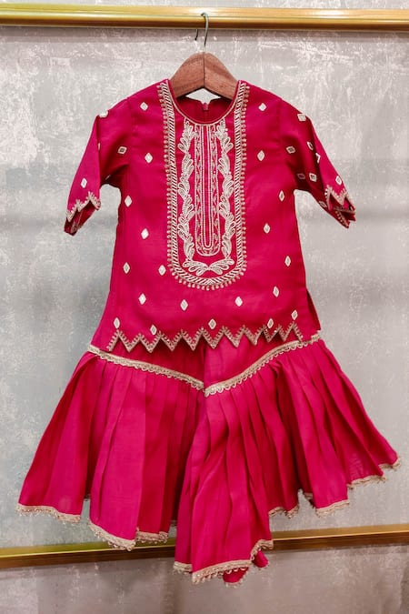 Lil Angels Diamond Pearl Embroidered Tunic With Sharara 