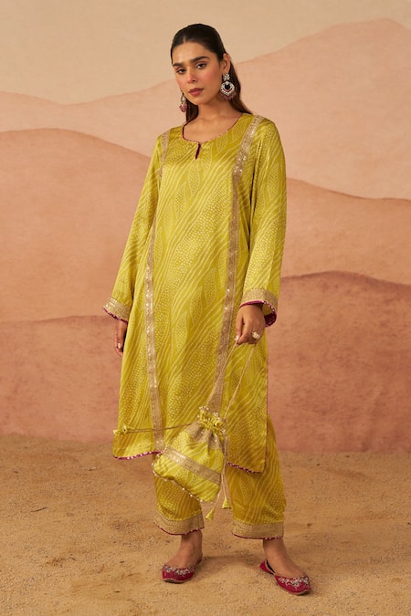 Rainas Patori Bandhani Phiran Kurta Farsi With Pyjama 