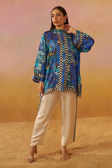 Rainas Geometric Print Tunic & Pant Set 