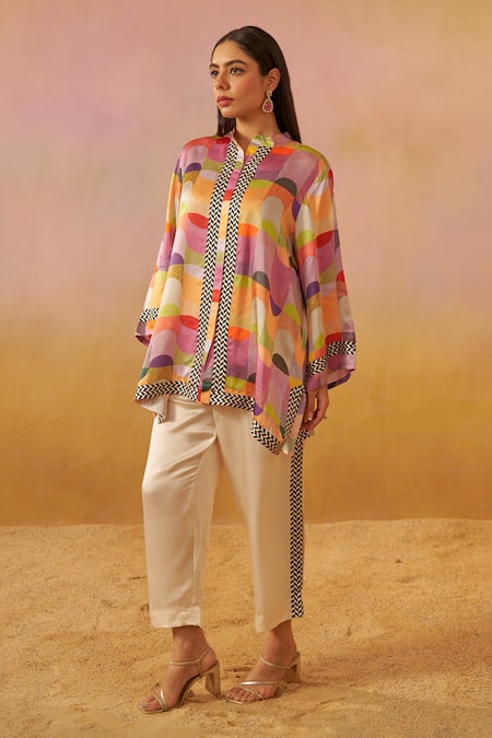 Rainas Bold Abstract Print Tunic & Pant Set 