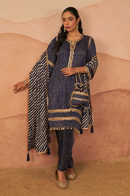 Rainas Leheriya Bandhani Print Kurta Set 