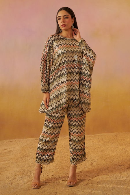 Rainas Missoni Print Kaftan & Pant Set 