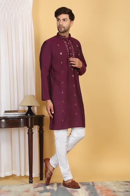 Buy Aham-Vayam Wine Cotton Mirrors, Embroidery Swarna Work Kurta Set Online at Aza Fashions Buy_Aham-Vayam_Wine Cotton Mirrors, Embroidery Swarna Work Kurta Set _Online_at_Aza_Fashions