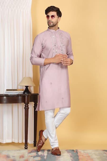 Aham-Vayam Rajat Mirrorwork Embroidered Kurta Set 