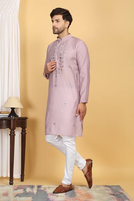 Shop Aham-Vayam Pink Cotton, Silk Mirrors, Embroidery Rajat Mirrorwork Kurta Set Online at Aza Fashions Shop_Aham-Vayam_Pink Cotton, Silk Mirrors, Embroidery Rajat Mirrorwork Kurta Set _Online_at_Aza_Fashions
