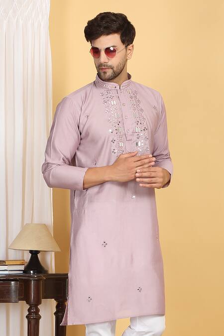 Buy Aham-Vayam Pink Cotton, Silk Mirrors, Embroidery Rajat Mirrorwork Kurta Set Buy_Aham-Vayam_Pink Cotton, Silk Mirrors, Embroidery Rajat Mirrorwork Kurta Set