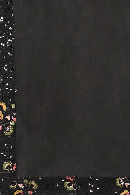 Buy_Aham-Vayam_Black Cotton, Silk Embroidery, Sequins Upwan Floral Kurta Set 