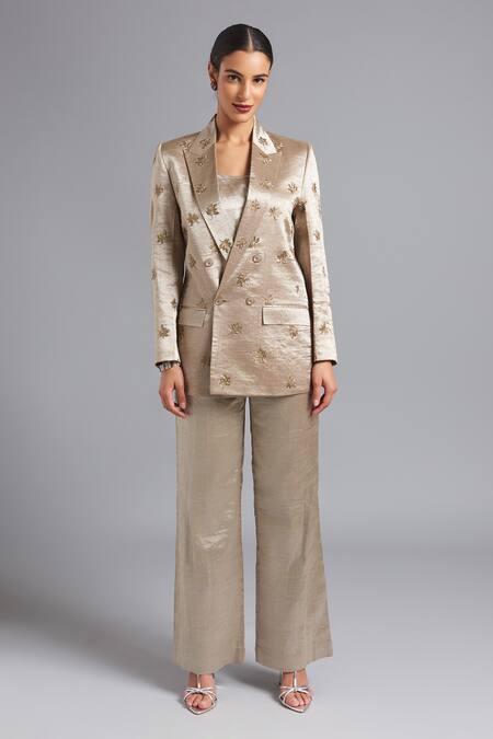 Akutee Ira Hand Embroidered Blazer With Slip 