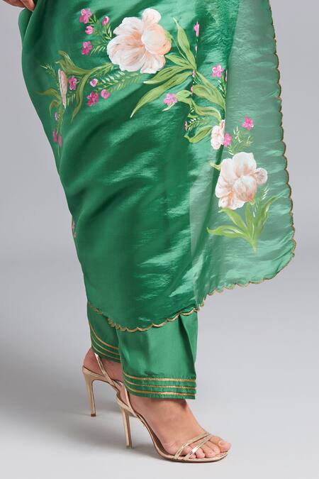 Buy Akutee Green Organza, Embroidery Maya Kurta Set With Hand Painted Dupatta Online at Aza Fashions Buy_Akutee_Green Organza, Embroidery Maya Kurta Set With Hand Painted Dupatta_Online_at_Aza_Fashions