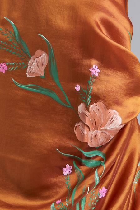 Buy Akutee Brown Organza, Embroidery Vrishti Kurta Set With Hand Painted Dupatta Online at Aza Fashions Buy_Akutee_Brown Organza, Embroidery Vrishti Kurta Set With Hand Painted Dupatta_Online_at_Aza_Fashions