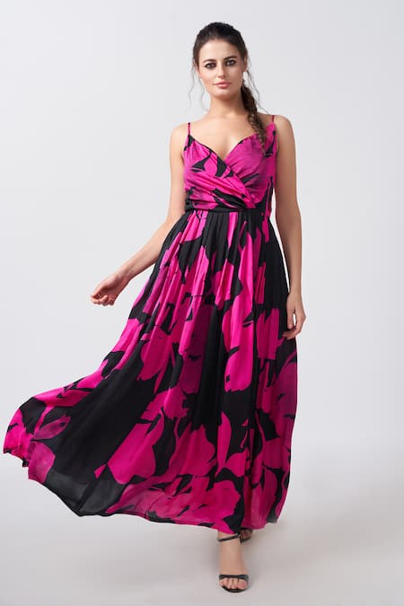 House of Varada Floral Print Flared Maxi Dress 