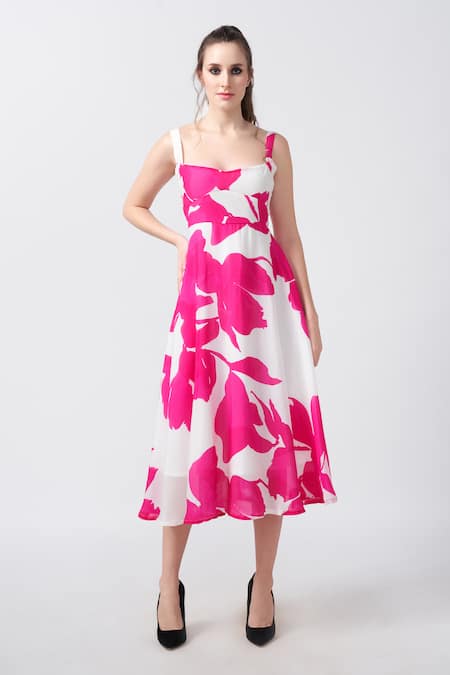 House of Varada Peony Bloom Print Midi Dress 