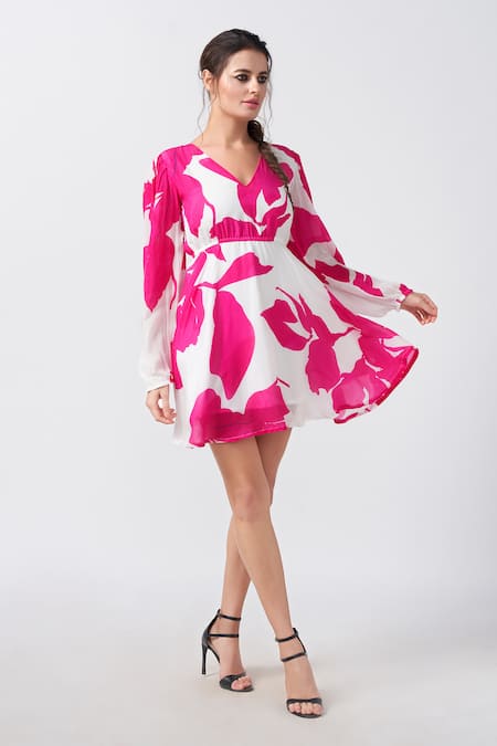 House of Varada Bloom Print Short Dress 