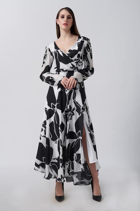 House of Varada Daisy Print Side Slit Maxi Dress 