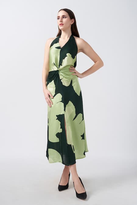 House of Varada Lily Flora Print Halter Neck Midi Dress 