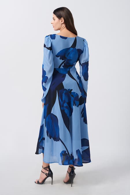 House Of Varada Iris Print Midi Dress 