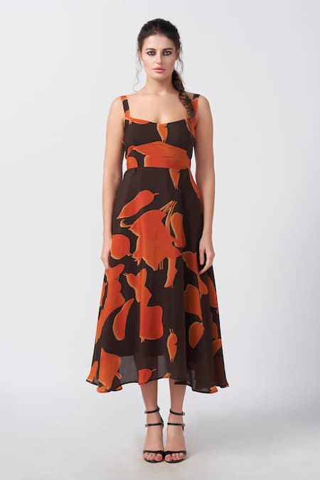 House of Varada Ivy Blossom Print Midi Dress 