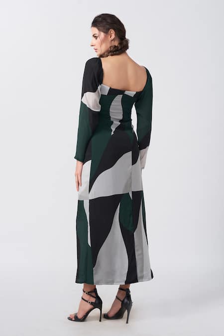 House Of Varada Dimension Print Midi Dress 