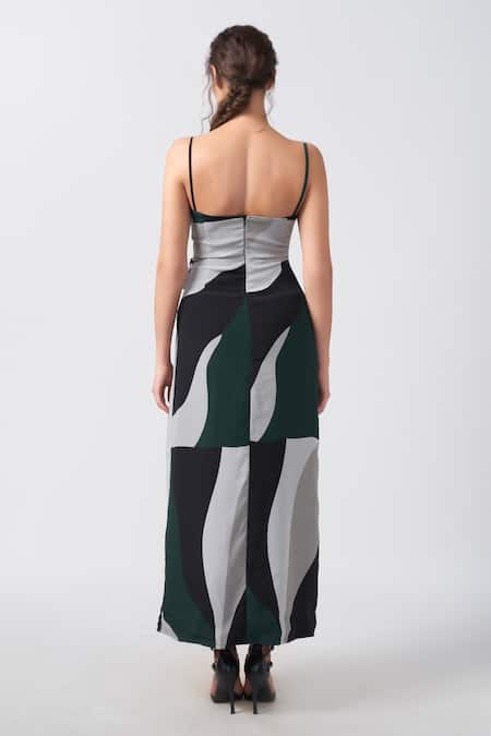 House Of Varada Dimension Print Wrap Midi Dress 