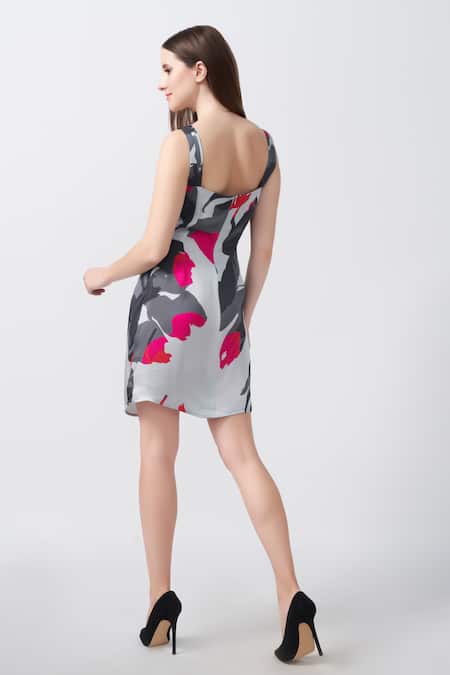 House Of Varada Floral Print Twisted Bodice Mini Dress 